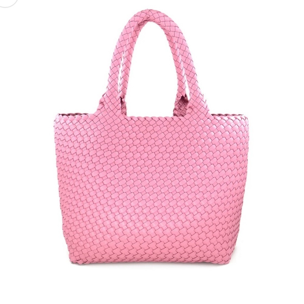Woven Tote Bag Bronze Vegan With Matching Makeup Case - Picture 2 of 3